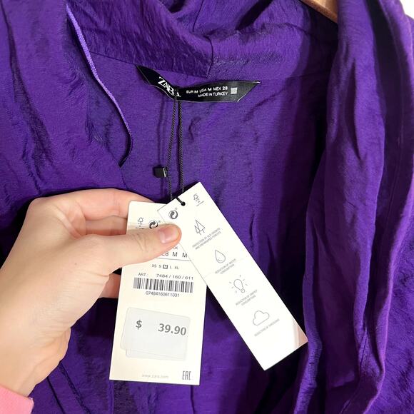 NWT Zara Purple Short Sleeve Blouse - Picture 2 of 4